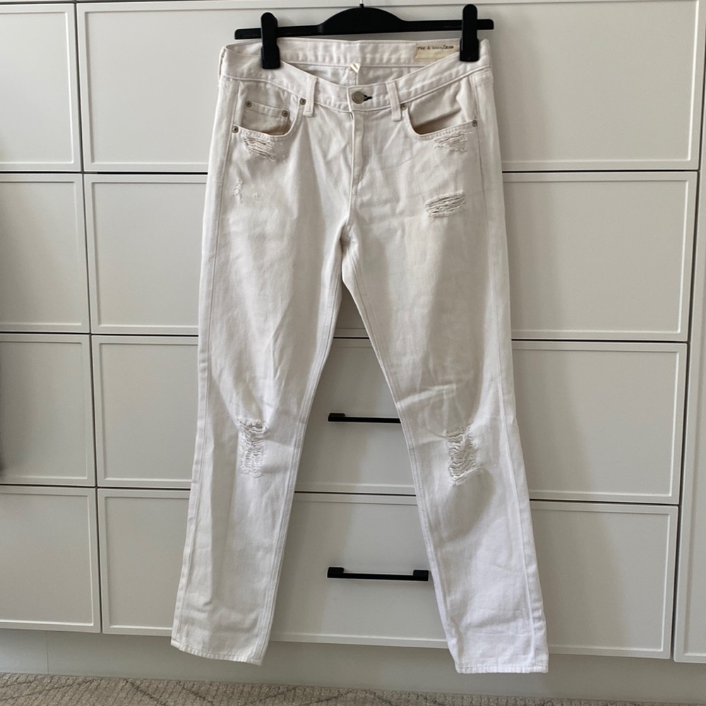 Rag and bone straight leg distressed jeans
